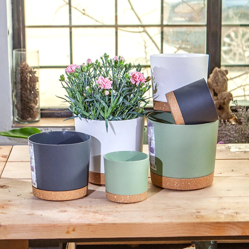 Self Watering Plant Pots Automatic Plastic Flowerpot Bottom Watering Planters with Saucer for Indoor Outdoor Plants Garden Decor