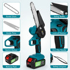 Giasm 6 inch Electric Saw Cordless Electric Chainsaw Garden Cutting Loppers Wood Cutting Power Tools For makita 18v battery pin