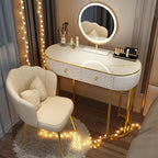 Nordic vanity chair white bedroom LED light Dresser storage cabinet makeup Dressing table light mirror stool bedroom furniture