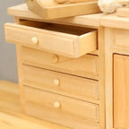 1/12 Dollhouses Kitchen Cabinet With Openable Door/Drawer Unfinished Miniature Furniture For Realistic Scene Display 15UB