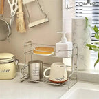 Kitchen Countertop Storage Rack Spice Shelf Versatile Iron Wire Storage Basket For Bathroom Toiletries Cup Organizer Racks