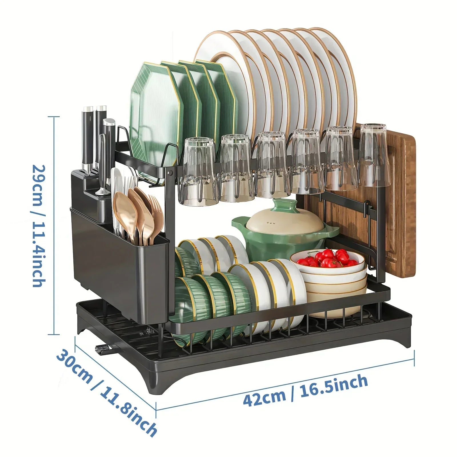 Kitchen Organizer Dish Drying Rack Utensils Storage Rack Bowls Knife Fork Pot Holder Countertop Dinnerware Drainboard