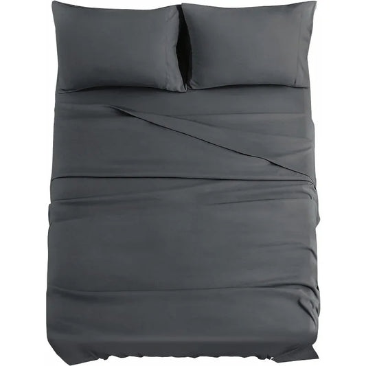 Dark Grey Queen Sheets Set, with 14 inch Deep Pocket Sheets, Comfy Breathable Fitted for Home & Hotel (Gray)