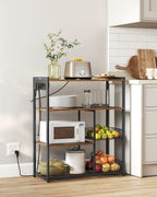 VASAGLE Kitchen Rack with sockets, 2 Metal Baskets, Microwave Shelf, 35x80x93.5 cm Industrial Design