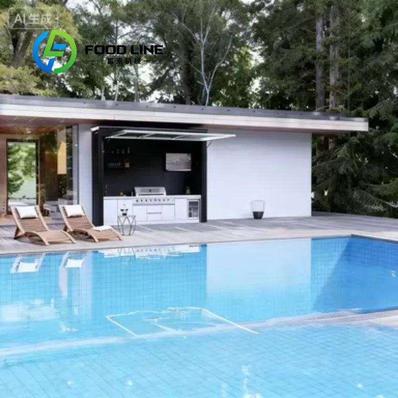 Customized Contemporary Modular Prefabricated Outdoor Mobile Kitchen Unit Wind Rain Resistant Storage Cabinet