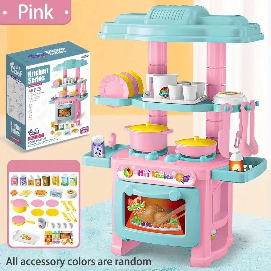Mini Kitchen Counter Toys Simulated Children's Pretend Play House Role Play Pretend Game Cooking Food Toy Set Boy Girl Gift Kids