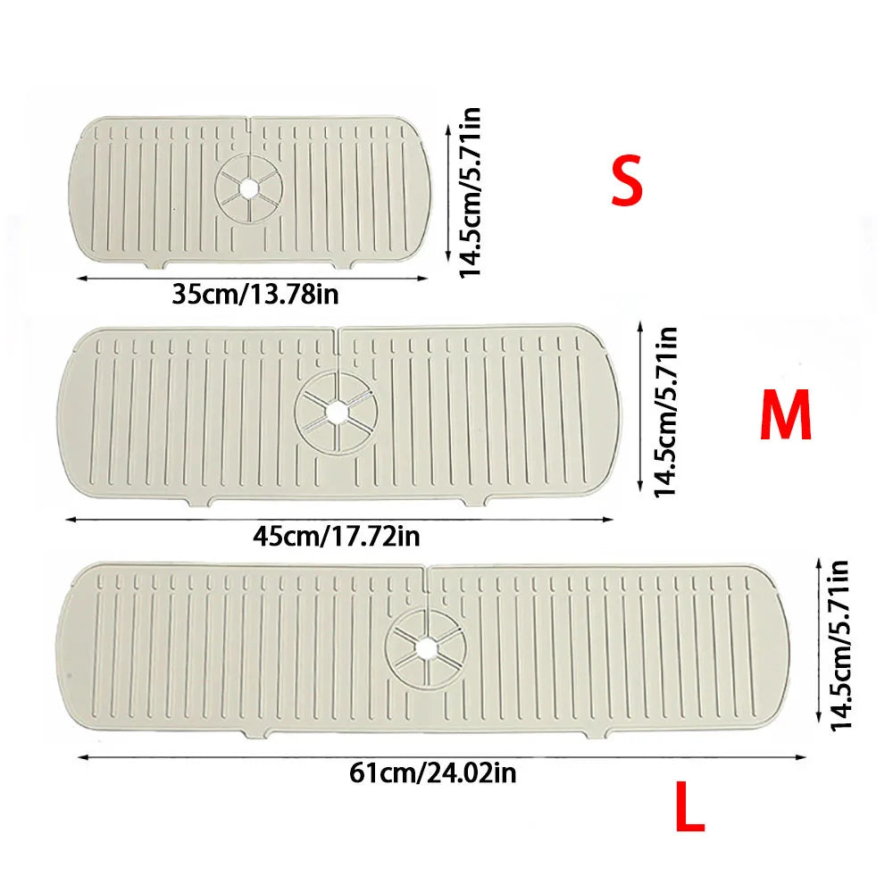 1Pcs Silicone Faucet Mat Water Ripples Kitchen Bathroom Drainage Pad Wash Basin Large Sink Splash Pad Countertop Protector