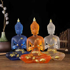 Transparent Sitting Buddha Statue Zen Gesture Thai Buddha Resin Figurine Sculpture Home Office Feng Shui Decoration Ornament