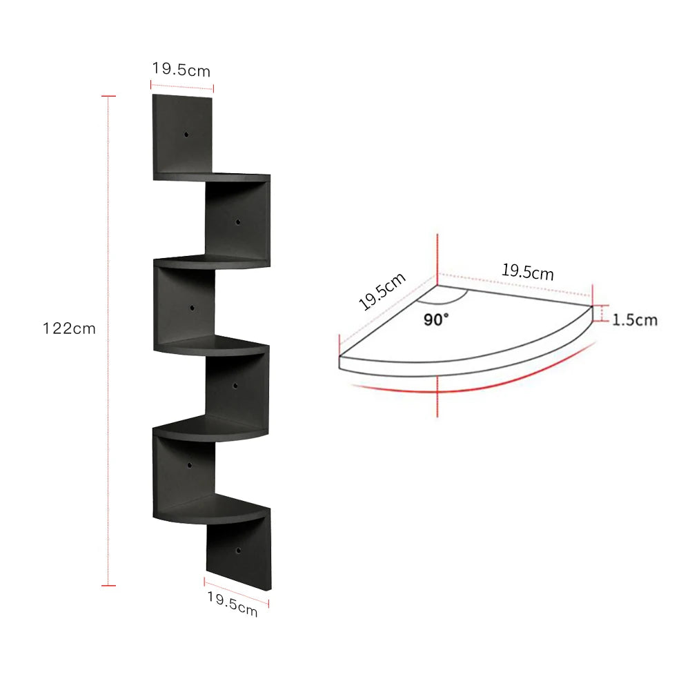 5-layer wooden wall rack corner rack wall-mounted bookshelf modern simple home decoration storage