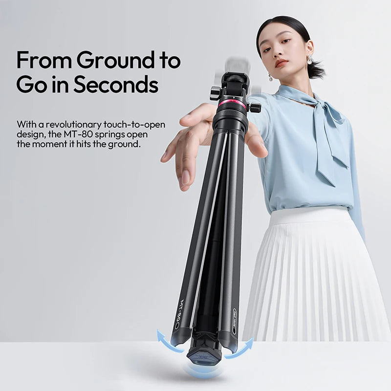 Ulanzi MT-80 2M Auto-Open Camera Tripod Light Stand for Camera COB Light Mount Outdoor Photography with 360° Pan Support 5kg