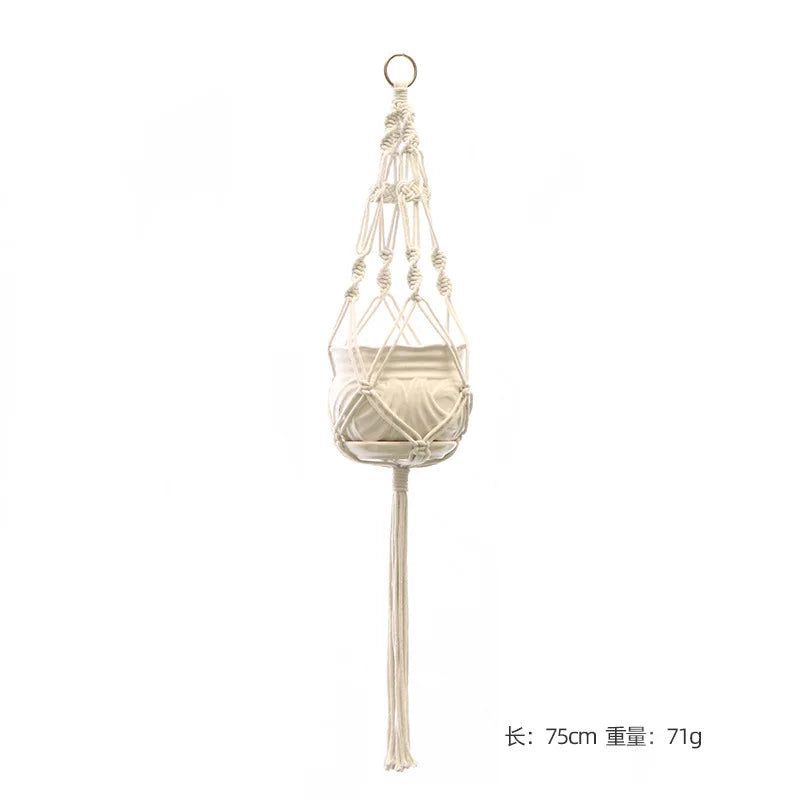 Hanging Plant Handmade Macrame Plant Hanger Flower Pot Planter Hanger Wall Decor Courtyard Garden Hanging Planter Hanging Basket