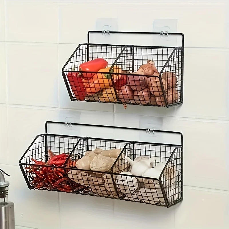 Kitchen Shelf Snack Multi-Functional Vegetable Spice Organizer Wall-Mounted Shelf Over-The-Door Hanging Basket