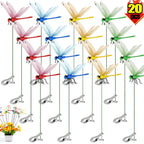 20/1x Simulated Dragonfly Insert Clip Wear Resist Bug Repellent Dragonfly Clamp 3D Artificial Hat Clip for Patio Decor Gardening