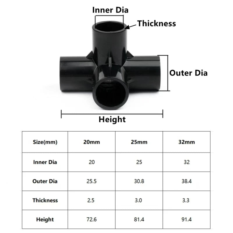 20-63mm Black PVC Pipe Connectors Ball valve Three-way Direct Garden Water Aquarium Fish Tank Drainage Tube Fittings Accessories