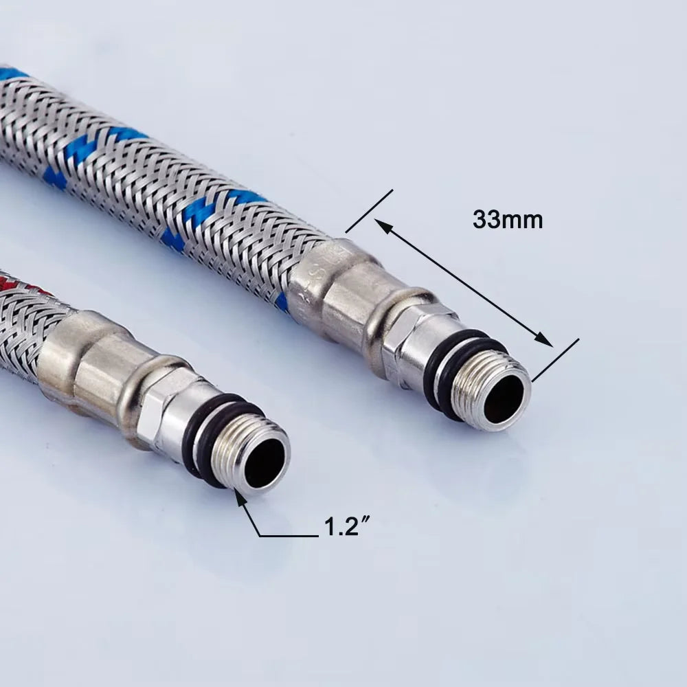 G1/2 G3/8 G9/16 50cm 1 pair Stainless Steel Flexible Plumbing Pipes Cold Hot mixer Faucet Water supply pipe Hoses bathroom part