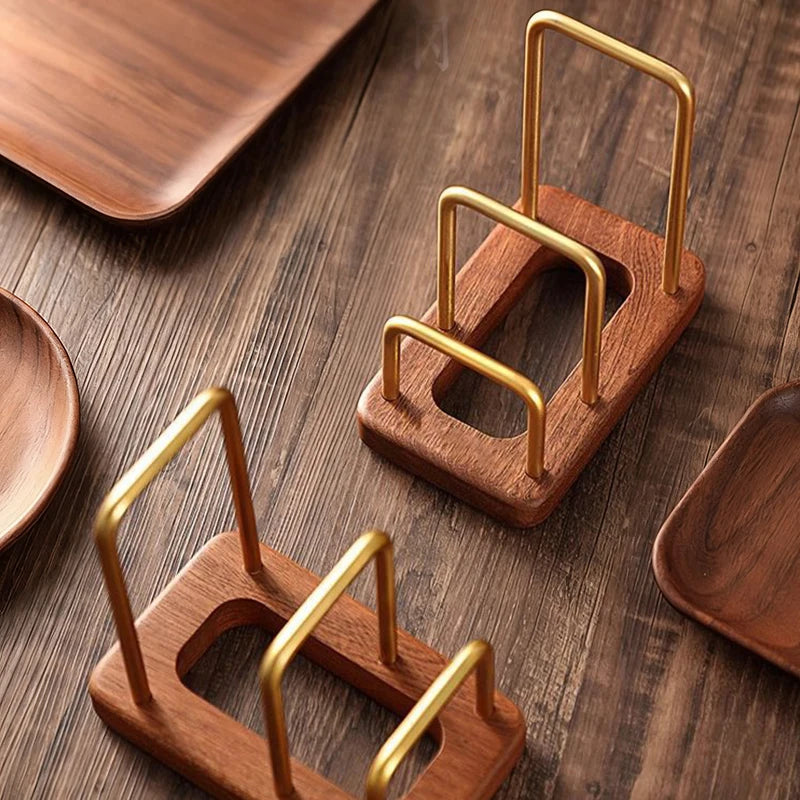 Solid Wood Cutting Board & Pot Lid Rack, Kitchen Countertop Drainable Storage Rack, New-Style Chopping Board Organizer