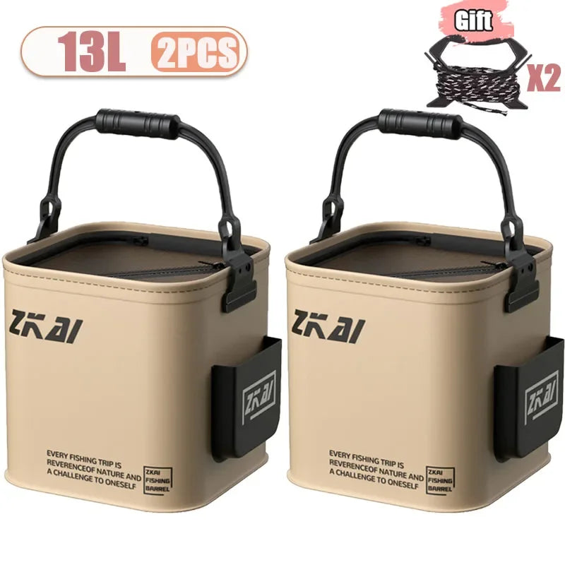1-2PCS 8/13L Multi-Purpose Collapsible Fishing Bucke Water Pail  Durable Portable Handheld Bucket With Lid for Outdoor Camping