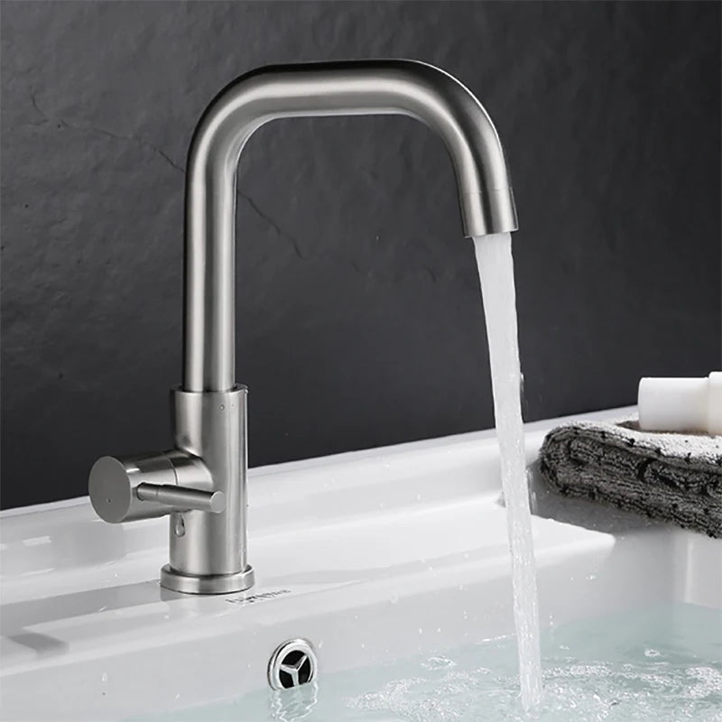 Suguword Bathroom Basin Faucet Stainless Steel Hot Cold Wash Mixer Crane Tap Rotation Sink Faucets Single Handle