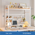 Bookcase With Grid Bookshelf Desktop Multi-layer Wrought Iron Shelf Student Computer Desk Table Hole Board Table Wooden Shelves
