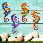 Eye-catching Metal Ocean Seahorse Wall Decor Hanging Wall Outdoor Garden Sculpture Statue Home Yard Pool Bathroom Living Room