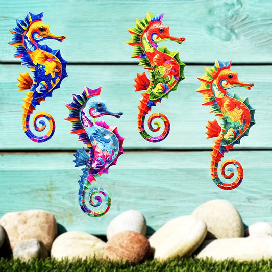 Eye-catching Metal Ocean Seahorse Wall Decor Hanging Wall Outdoor Garden Sculpture Statue Home Yard Pool Bathroom Living Room