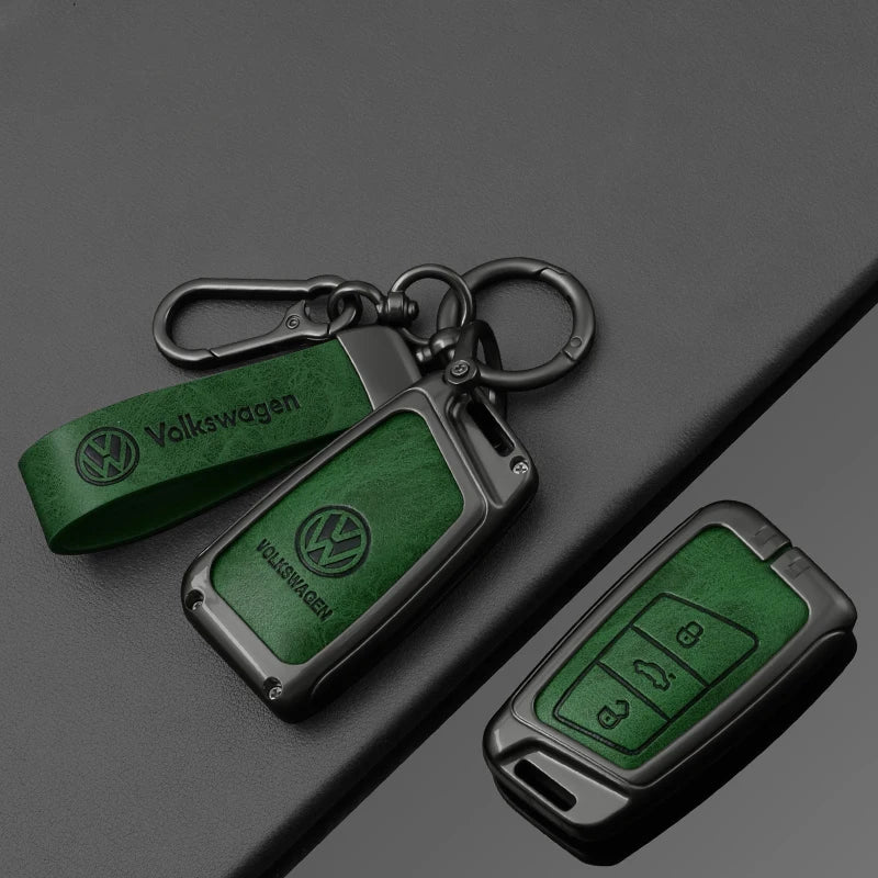 Leather Car Remote Key Case Full Cover Protection Shell for VW Volkswagen Magotan Magotan GTE Passat B6 B7 B8 CC Arteon Keychain