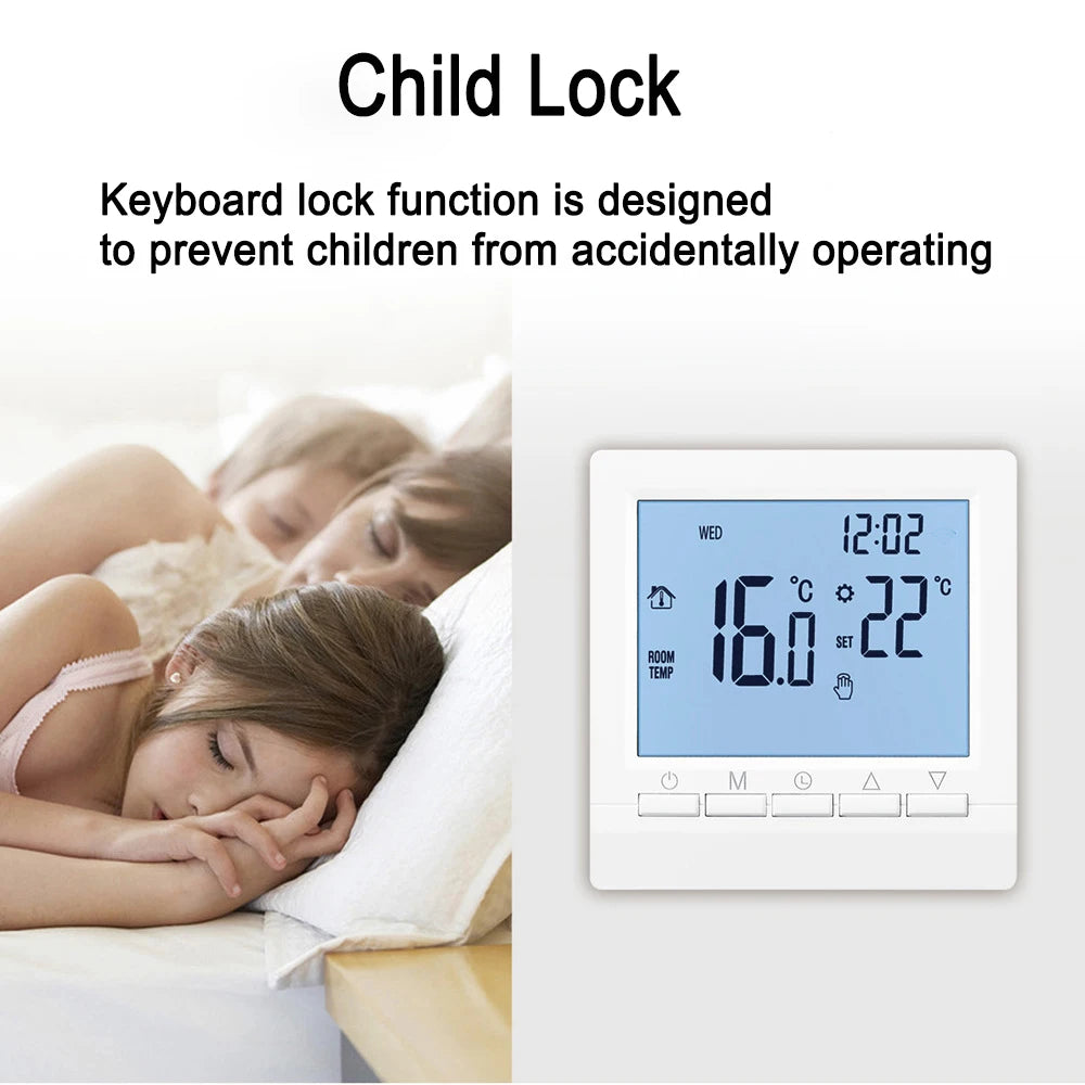 Smart Thermostat Hygrometer With Child Lock Backlight Battery Wired Thermostat Home Smart Water and Floor Heating Controller
