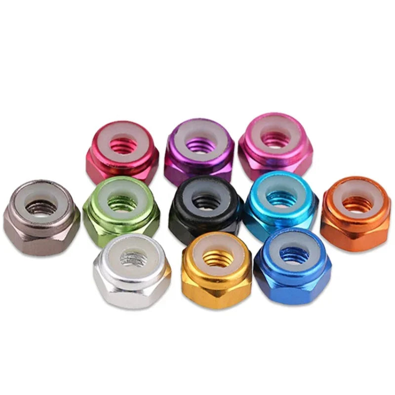 10pcs M2 M3 M4 M5 colorful aluminum alloy Anodized Lock Nut Blue Pink Orange Purple Green Red Grey