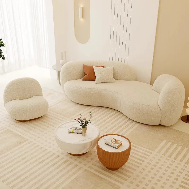 (VIP1) Cream style sofa modern simple living room small apartment reception lounge area fabric sofa