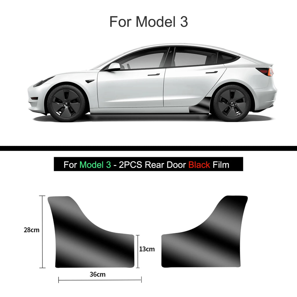 Black TPU Car Body Protective Film Invisible For Tesla Model 3/Y 2017-2025 Front Rear Door Extended Transparent Car Clothing Set