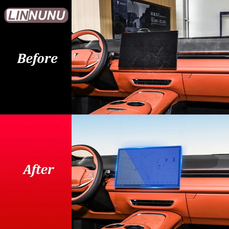 Linnunu Fit for Deepal S07 L07 Sl03 Car Accessories Navigation Tempered Glass Screen Protector Central Control Navigation Screen Tempered Film Car Interior Supplies Screen Explosion-Proof High-Definition Transparent