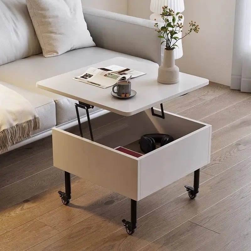 Realife Tea Table Simple And Adjustable Solid Wood Rock Board Small Table Japanese Cream Style Movable Living Room Side Table