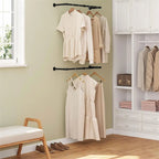 92cm Industrial Pipe Clothes Rack Wall Mounted Metal Garment Rack Hanging Rod Space-Saving