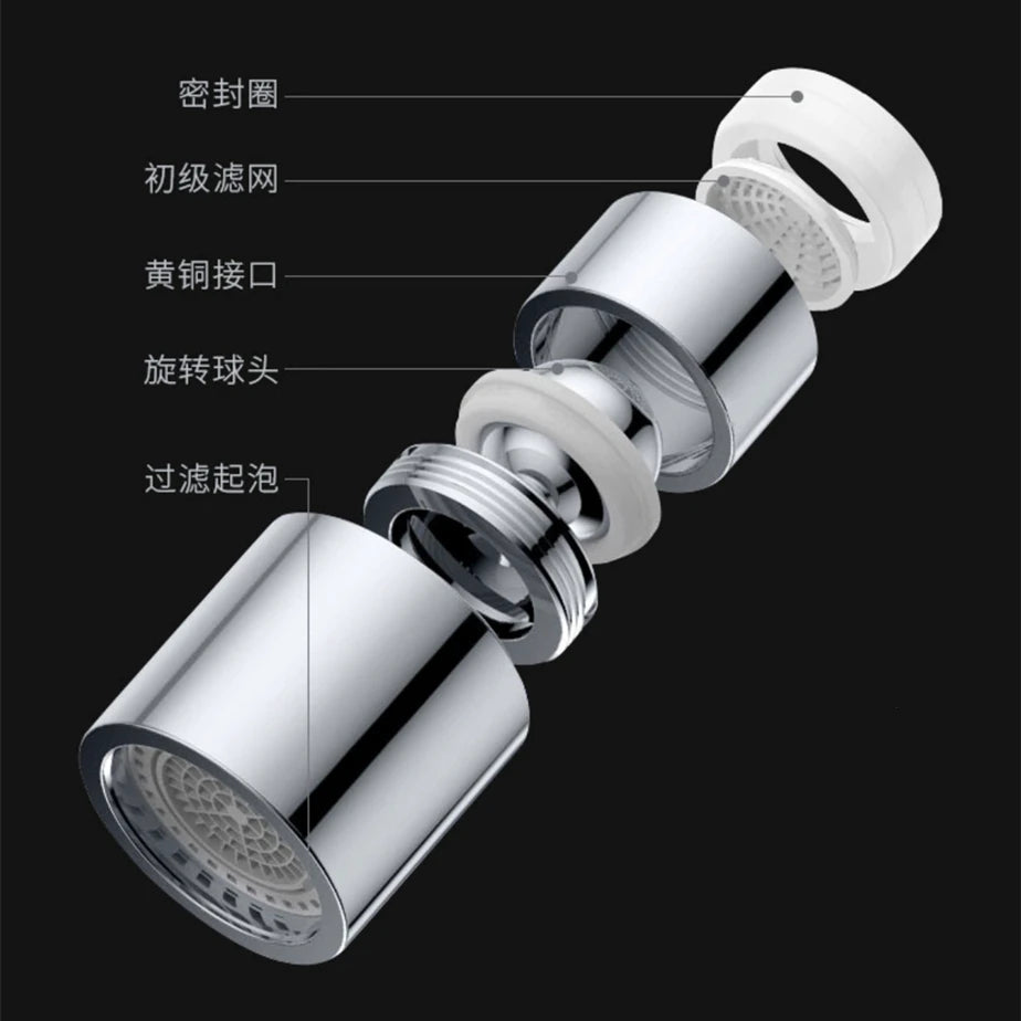 Black/Silver Nozzle Splash-proof Head Filter Tip Universal External/Internal Threads Bubbler Water Saver Dual Mode Universal Tap
