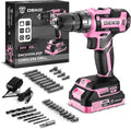 DEKO Pink Cordless Drill 20V - Electric Power Drill Set Tool for Women | AlluCanFind