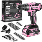 DEKO Pink Cordless Drill 20V - Electric Power Drill Set Tool for Women | AlluCanFind