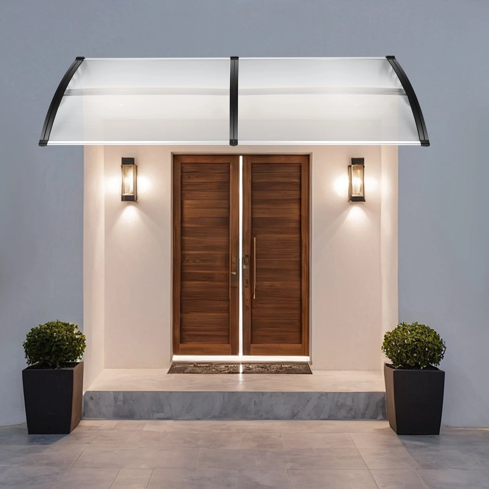 200x90cm Transparent Door Canopy, UV-Resistant Rain Shelter, Invisible Window Awning Canopy for Outdoor Entrance, No Bracket