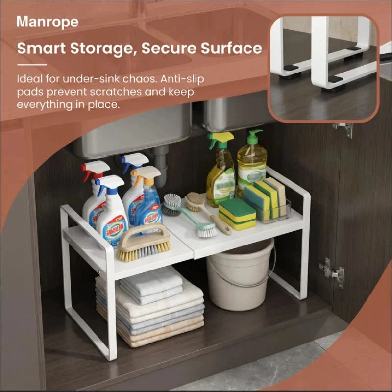 Multi Level Expandable Kitchen Cabinet Rack Layered Storage Organizer Space Saving for Seasonings Dishes Home Use