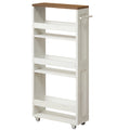 VASAGLE 4-Tier Slim Storage Trolley, Kitchen Trolley with Wheels, Handle, Small Space, 15 x 43.2 x 86.5 cm, Bathroom
