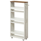 VASAGLE 4-Tier Slim Storage Trolley, Kitchen Trolley with Wheels, Handle, Small Space, 15 x 43.2 x 86.5 cm, Bathroom