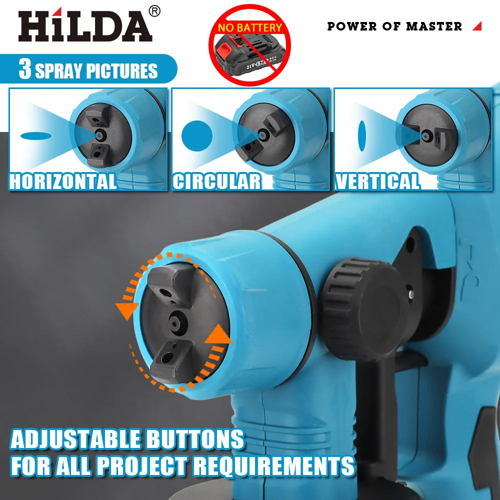 HILDA Electric Spray Gun Compatible Automatical Cordless Paint Sprayer Tool Portable Household Spray Gun For Makita 18V Battery