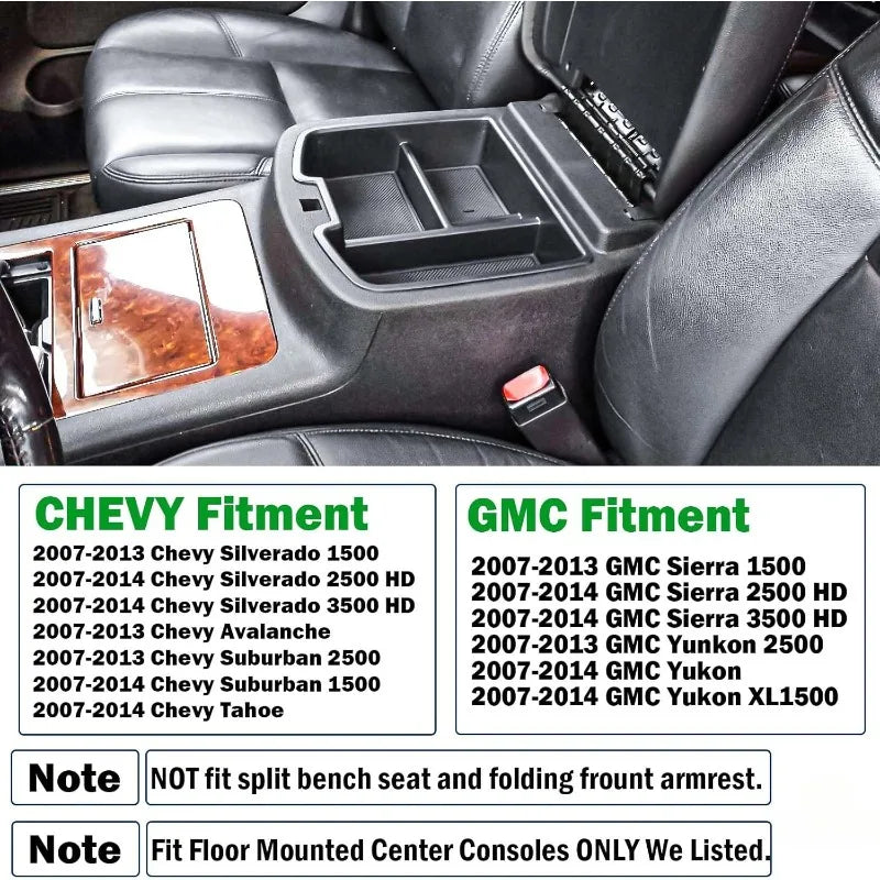 Console Organizer Compatible with 2007-2014 GMC Sierra 2500 3500/Chevy Silverado 2500 3500/Tahoe/Yukon XL/Suburban 1500 & 07-13