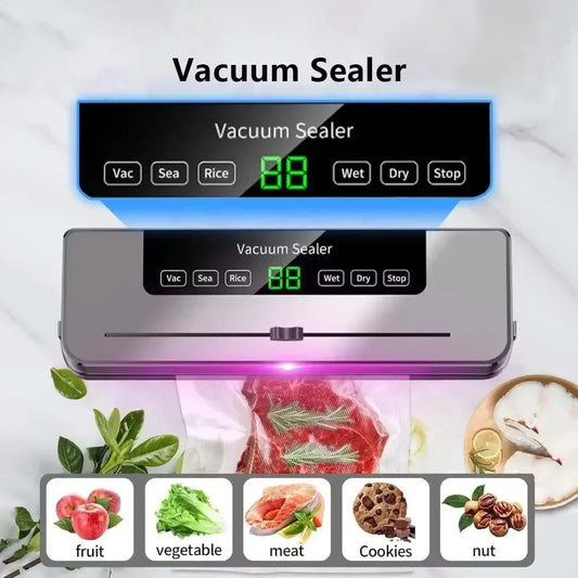 Electric Vacuum Sealer Built-in Cutter Kitchen Food Storage Seal Touch Button Dry/Wet Food Package Sealer Kitchen Vacuum Sealer