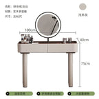 ls 42Italian minimalist solid wood saddle leather retractable dresser makeup table