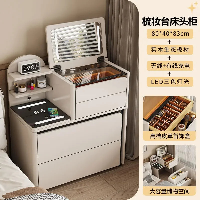 Luxury Small Vanity Tables Mirror Chair Charging Hotel Light Drawers Dresser Makeup Desk White Coiffeuse De Chambre Furniture