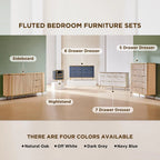 Fluted 5 Drawers Dresser for Bedroom,48" Tall Modern Dresser Chest of Drawers, Gold Accents,Fluted Fronts,Wood Storage Dressers