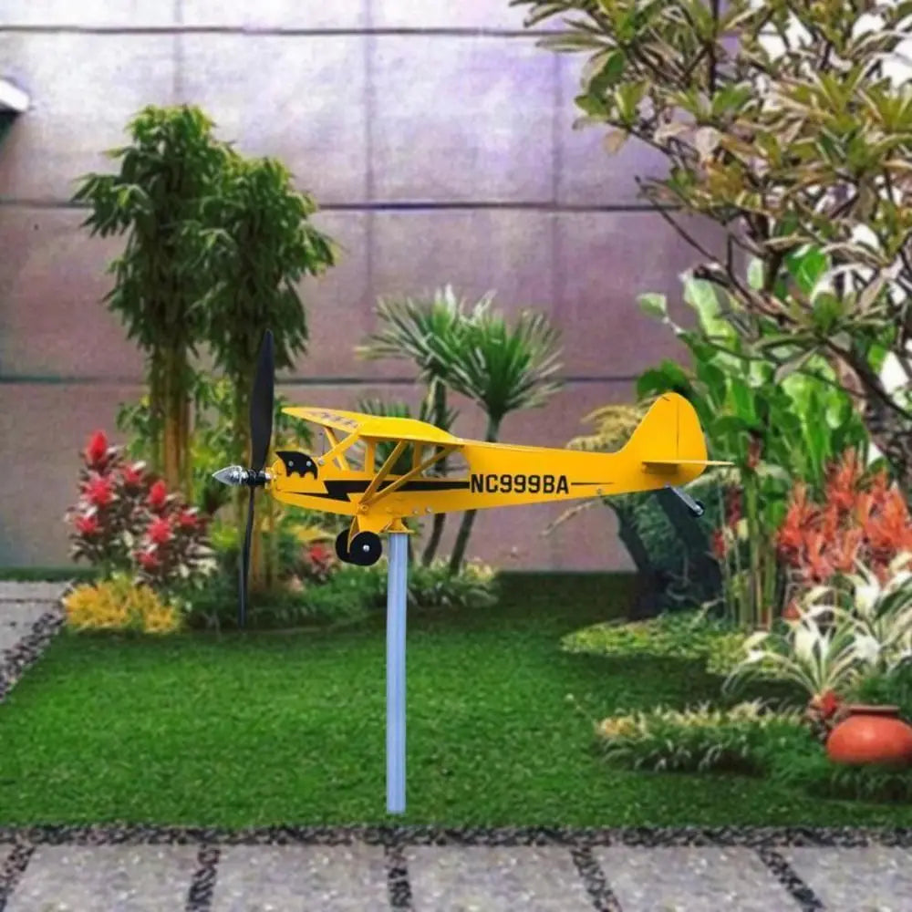 Weather Vane Wind Direction Compass Pipe Airplane Weathervane Windmill 3D Garden Decoration Windmill