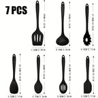 1 ‌ /7-Piece Silicone Kitchen Utensil Set - Non-Stick Spatula, Spoon, Skimmer, Pasta Clip & More for Cooking & Baking