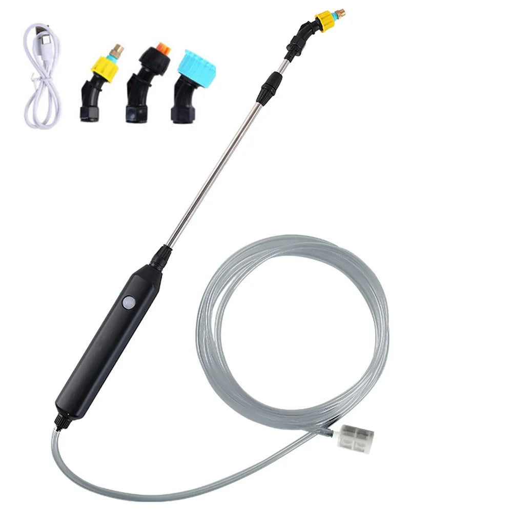 Electric Sprayer with 2/3/5/6/8m PipesGarden Watering Spray Gun with 2/4 Nozzles Type-C/USB Telescopic Irrigation Tools 전기 분무기