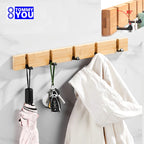 Foldable Wooden Coat Racks Bamboo Hallway Hat Hanger Bedroom Door Wall-Mounting Corner Room Kitchen Toilet Wall Invisible Hook